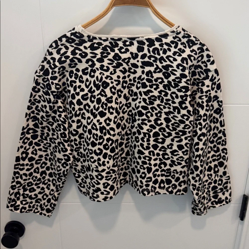 Zara Cream and Black Leopard Print crop Sweater size medium - Picture 5 of 5